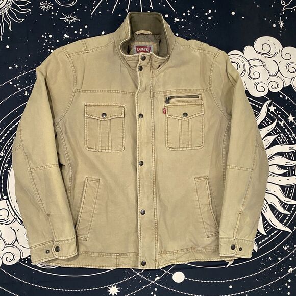 Levi's Other - Levis Trucker Jacket Mens XL Khaki Full Zip Button Outdoor Utility Casual
